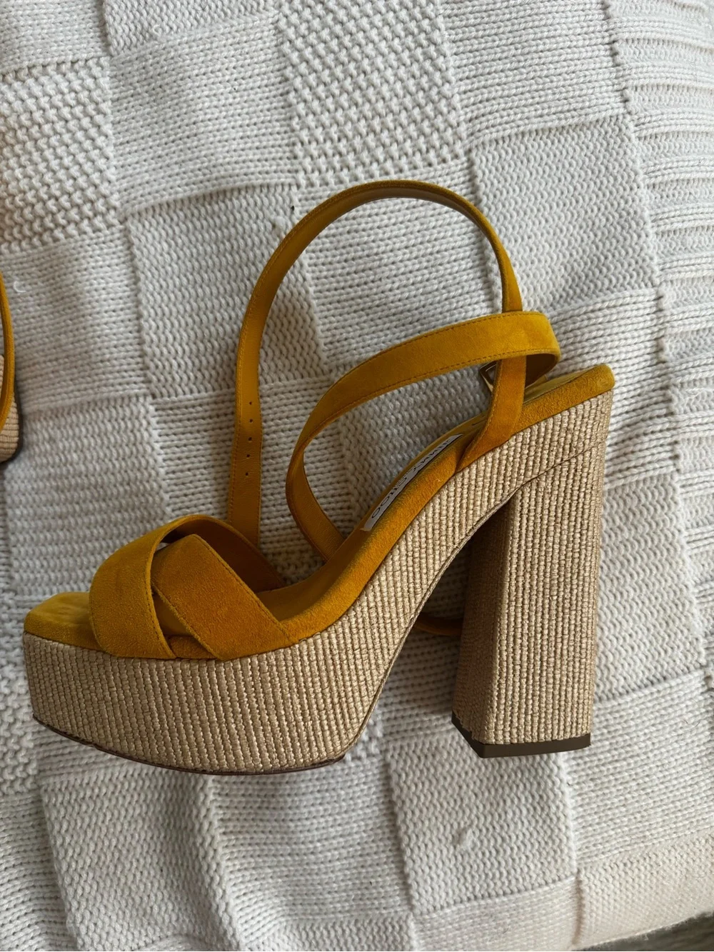 Jimmy Choo Mustard Suede Platform Sandals